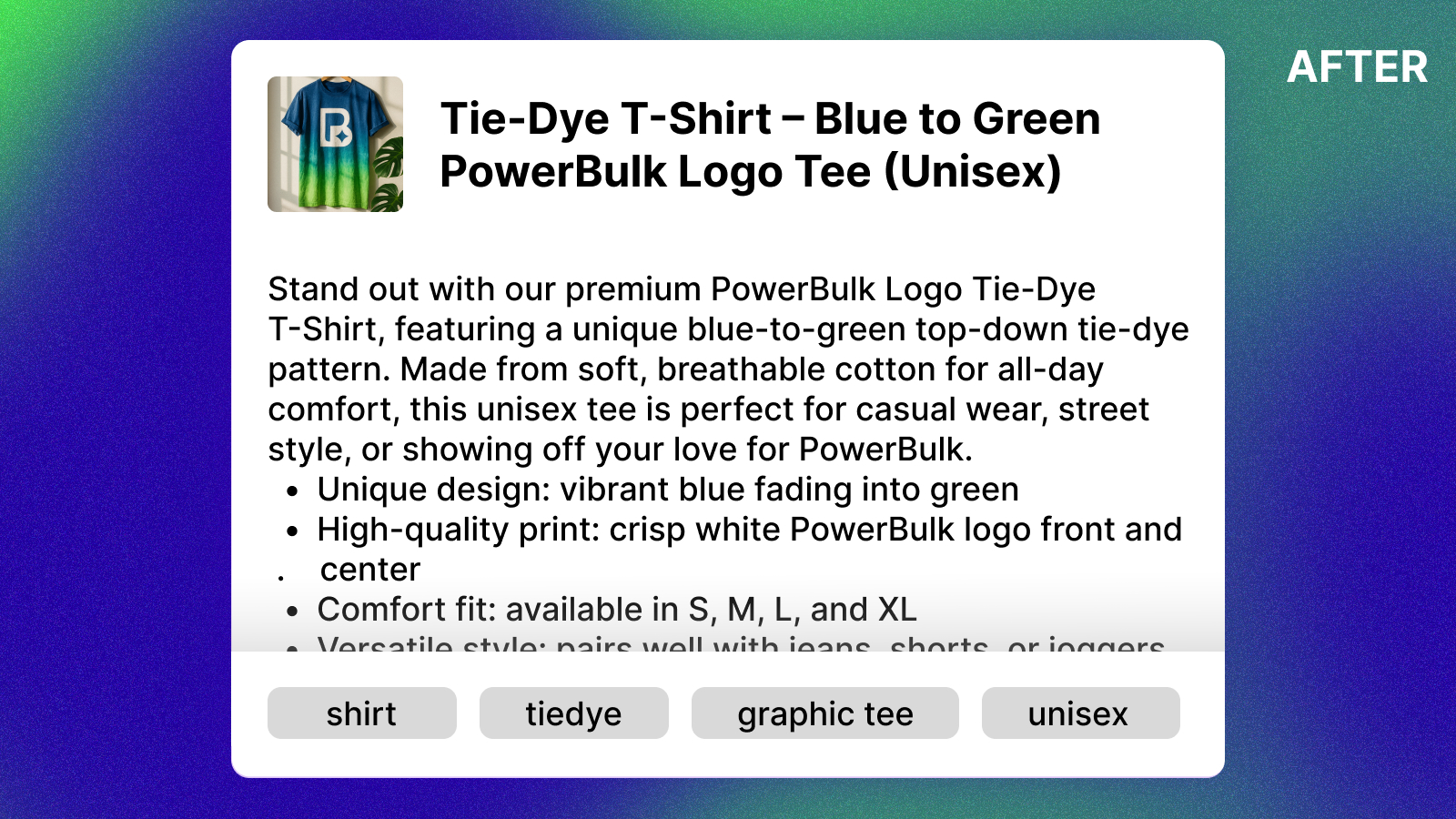 AI optimized listing using PowerBulk